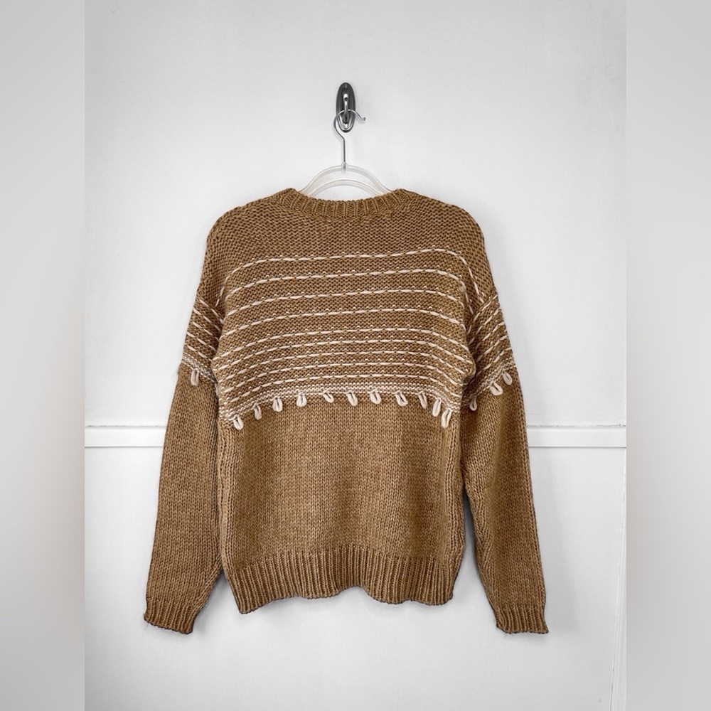 Anthropologie Elsamanda Wool Alpaca Chunky Knit Pullover Sweater in Oatmeal - Picture 9 of 12